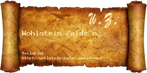 Wohlstein Zalán névjegykártya